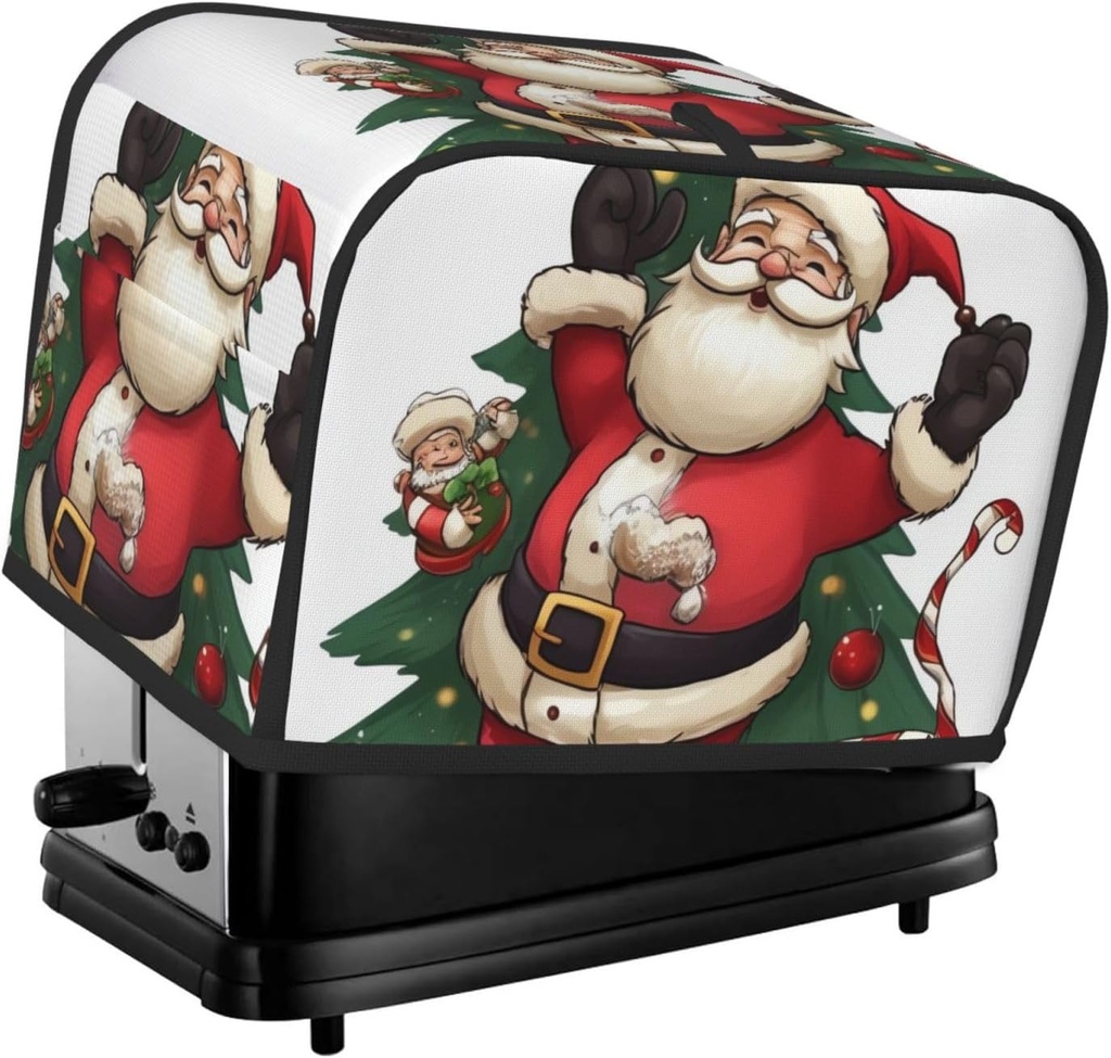 Merry Christmas 2 Slice Toaster Covers Dustproof Splash-Proof Bread Machine Cover Fingerprint Protectors Small Washable Kitchen Appliance Cover Universal Size