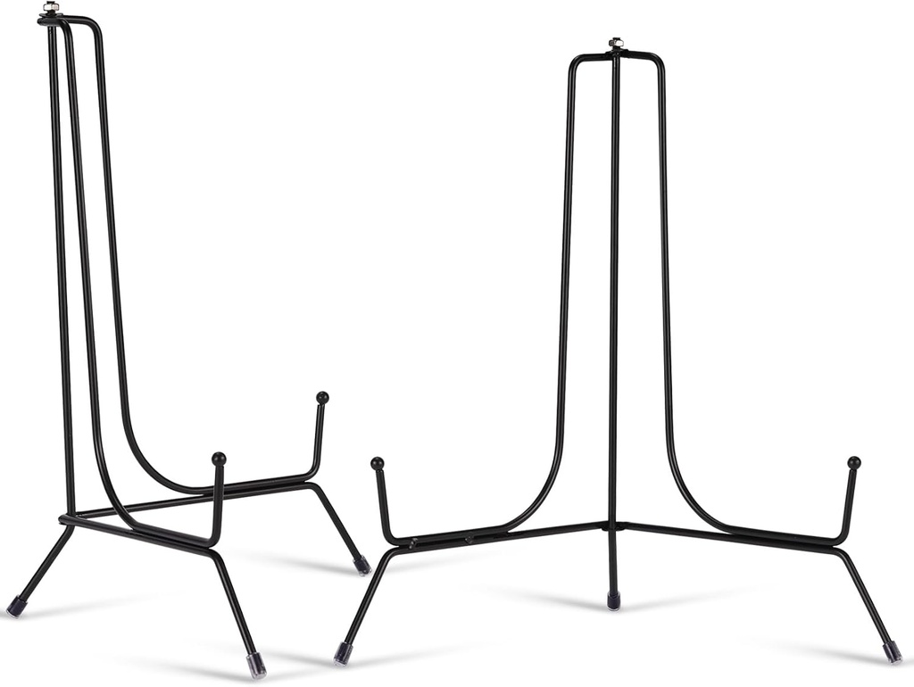 2 Pack 12 Inch Black Iron Plate Display Stands for Frames, Pictures, Photos, Books, Decorative Plates and Artworks