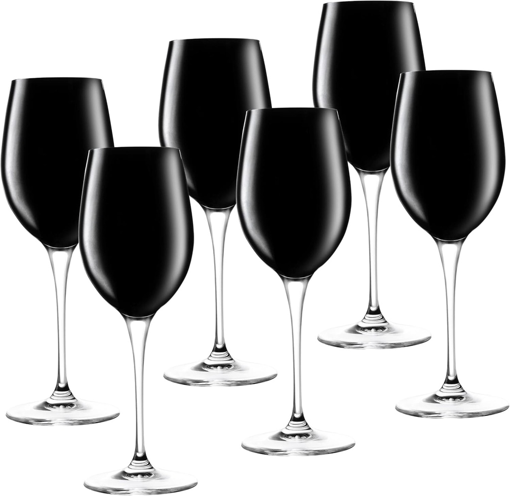 [BRSW2GD7DMFGO2TX] Barski Goblet - White Wine Glass -Crystal Glass - Water Glass - Bold Black - Stemmed Glasses - Set of 6 Goblets - 14 oz Made in Europe