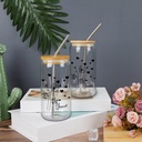 Birthday Gifts Customized Birth Flower Glass Cup with Bamboo Lid 16 Oz Iced Coffee Tea Cups W/Lids Straws Appreciation Gifts Women's Day Gifts for Sister, Colleague, October Flower Bitrhflower