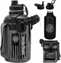 Iron Infidel Battle Bottle - Half Gallon Water Bottle Insulated, 64 oz Stainless Steel Water Jug with Paracord Handle - Gym Flask for Men with Rugged Sleeve for Storage (Betsy Ross 2 Liter)