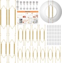 14 Pcs Invisible Plate Hangers for The Wall - 4/6/8/10 Inch Stainless Steel Decorative Plate Holers for Display, Artwork & Home Decor (Includes 14 Wall Hooks & 56 Tip Protectors & Guide)