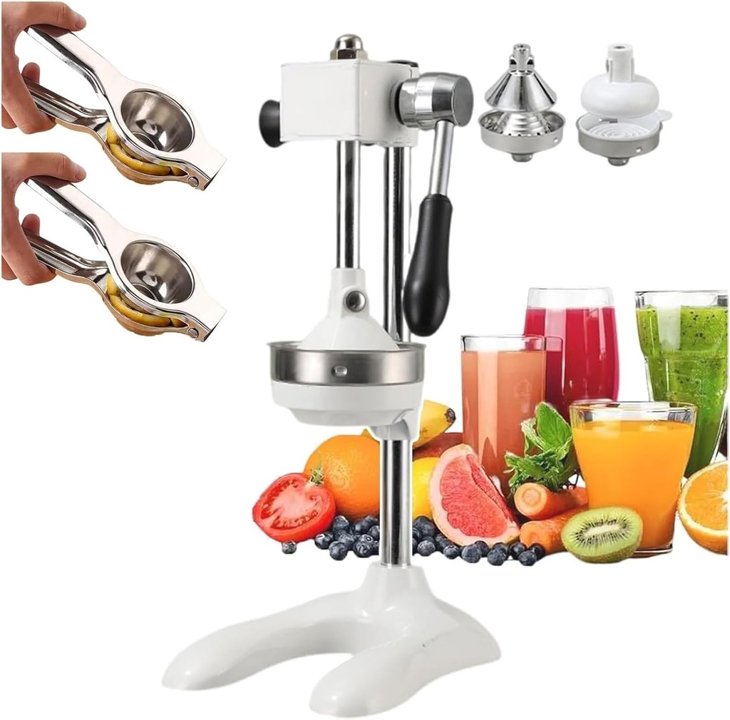 Cast-Iron Orange Juice Squeezer, Hand Press Citrus Juicer Extractor With Filter Plate For Various Commercial And Family(White)