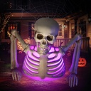 10 Inch Halloween Skeleton with Different Light Colors, Holiday Party Home Haunted House Yard Art, Indoor Lawn Stakes Garden Halloween Skeleton Decoration