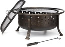 36 Inch Fire Pits for Outside Outdoor Wood Burning Firepit with BBQ Grate Large Heavy Duty Steel Firepit Bowl Bonfire Pit for Patio Backyard Garden Camping