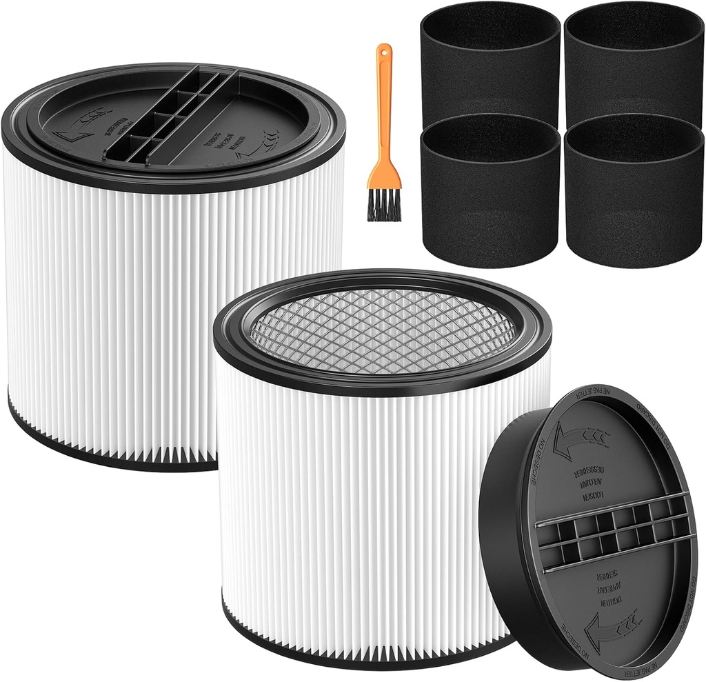 90304 Replacement Filter Kit Compatible with Shop Vac Cartridge Filter 90350 90304 90333 90585, Fits Most 5 Gallon and above Wet Dry Vacuum Cleaner (2+2+4+1)