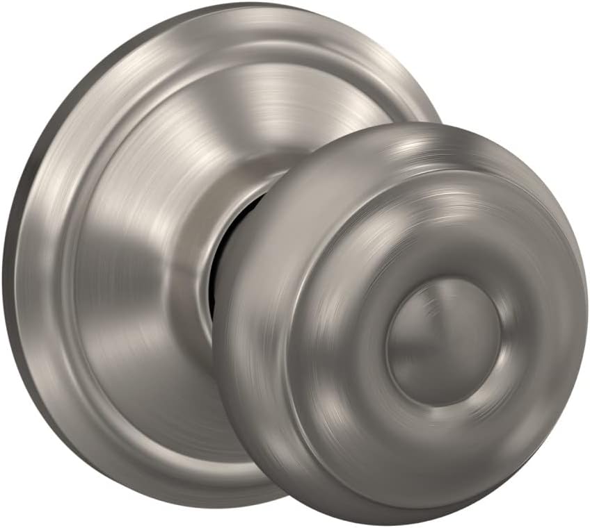 Schlage F10 V GEO 619 Georgian Door Knob, Hall & Closet Passage Lock, Satin Nickel