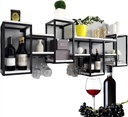 Industrial Wall Mounted Wine Rack,Vintage Bar Floating Shelf,Metal Wine Bottle Holder,Wine Storage for Kitchen,Cellar,Home,Upside Hanging Goblet,A,106CM