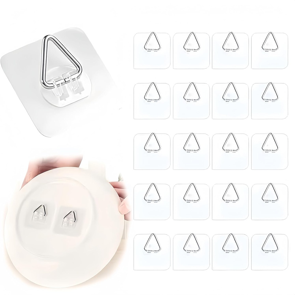 Invisible Adhesive Plate Hangers, Wall Plate Hangers for Display Picture Hanging Vertical Hooks Invisible Plate Hangers for Decorative Plates Photo Frames and Art (20 Pcs)