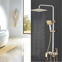 Shower Bath Set White Double Lifting Belt Spray Gun Hot and Cold Shower Set Brass Shower Faucet Square Top Spray Shower System 4 Modes Not Rusting