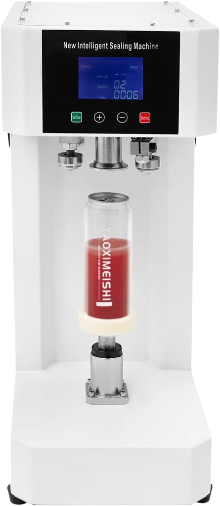 Automatic Can Sealer Machine, 55mm Diameter Commercial Soda Can Sealer with LED Display and Side Handles 370W 110V for Aluminum/Plastic Cans for 330, 500, 650ml Capacity