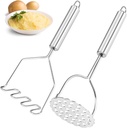 2 Pcs Potato Masher for Potatoes, Heavy Duty Stainless Steel Integrated Kitchen Tool