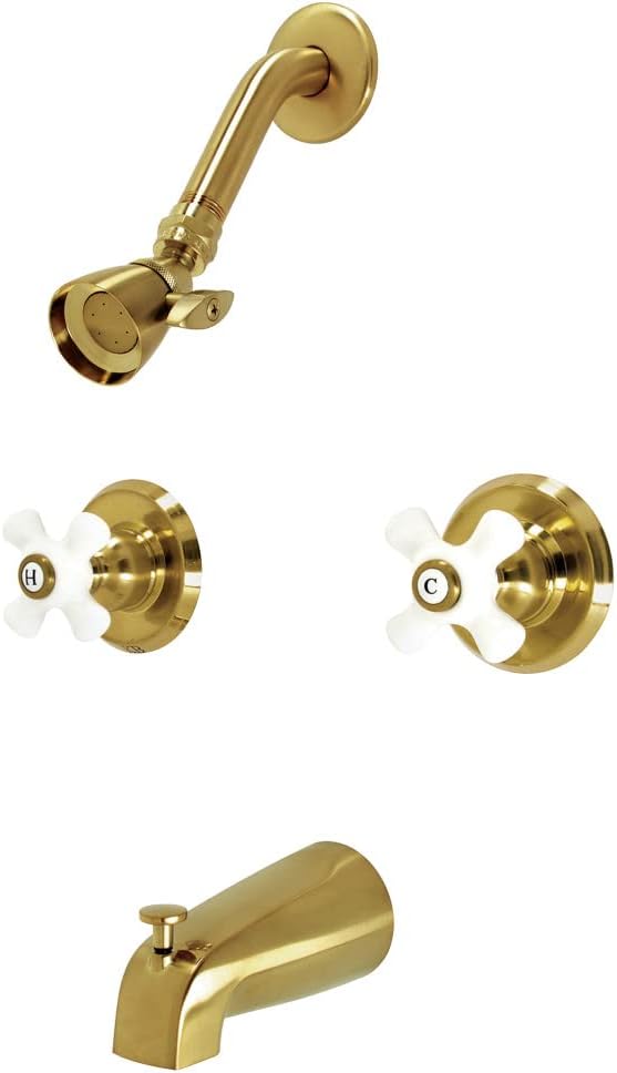 Kingston Brass KB247PX Magellan Tub and Shower Faucet, Brushed Brass 72 x 8 x 7.38