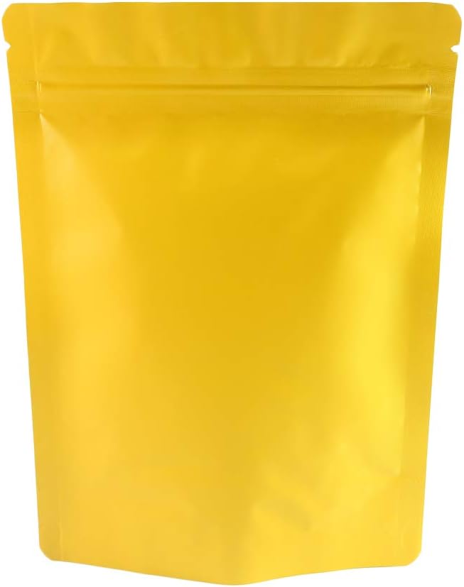 100 QQ Studio Double Sided Matte Heat Sealable Metallic Aluminum Standup Bags (100 Pack) (5.1" x 7.1", Matte Gold)