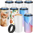 8 Pack Sublimation Slim Skinny Can Cooler Blank Sublimation Can Holder Stainless Steel Insulated Can Cooler Sublimation Tumbler Vinly Gifts, White 12oz