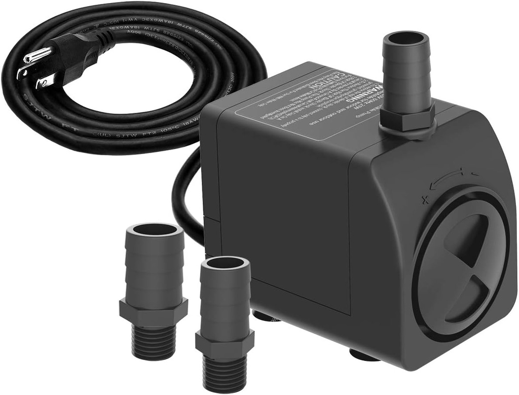 Submersible Pump 300GPH Ultra Quiet with Over Heating Protection 6ft High Lift for Fountains, Hydroponics, Ponds, Aquariums & More…