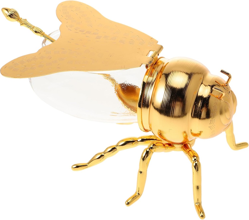 Hemoton Bee Shaped Honey Jar, Honey Pot with Spoon, Crystal Honey Holder Container for Desserts, Tea, Syrups, Condiments, Oil, Kitchen Decor