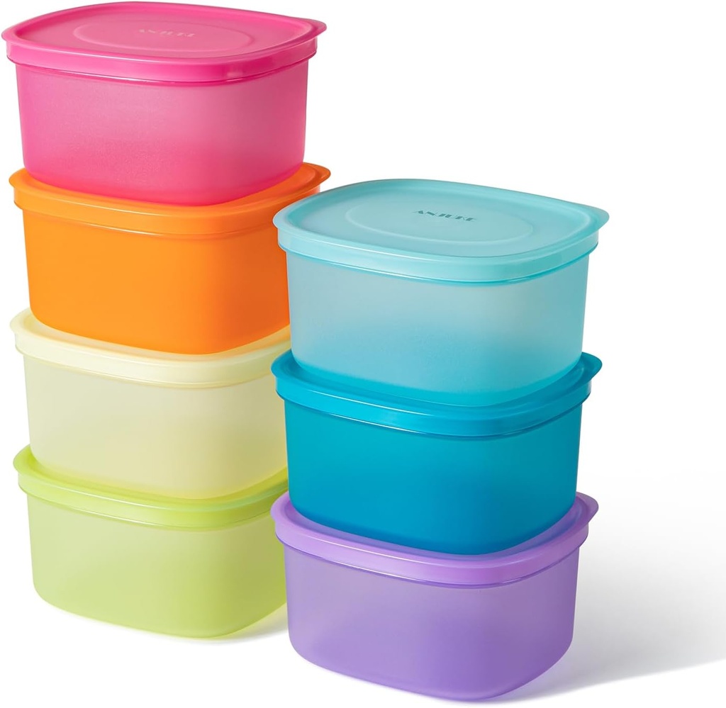 7-Piece Meal Prep Containers — 3.75-Cup Reusable Airtight Plastic Food Storage Containers with Lids, BPA-Free, Microwave/Freezer/Fridge Safe, Stackable Lunch & Leftovers Organizer(900ml)