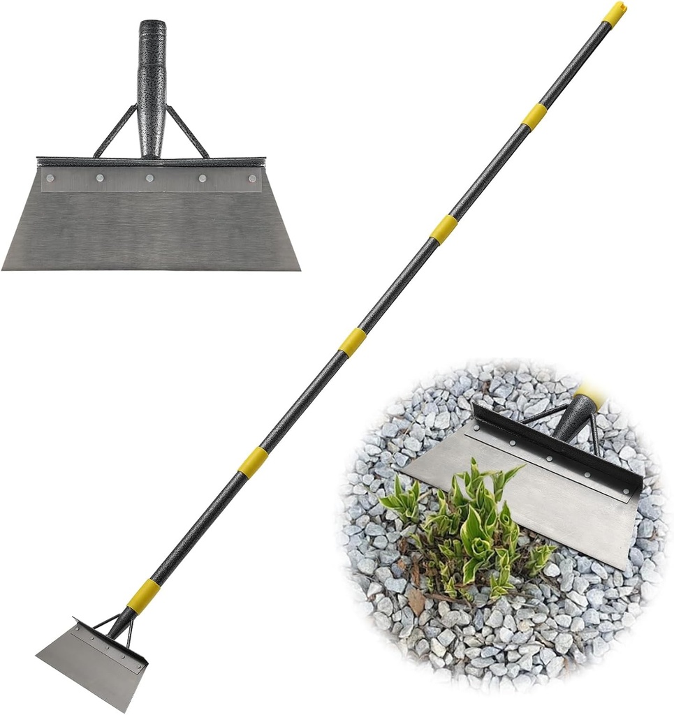 Garden Cleaning Shovel, Multifunctional Flat Shovel with 78 Inch Adjustable Length Ergonomic Handle, Gardening Scraper Shovel for Weeding,Scraping,Ice Remove…, Black, 28QPCC-HZ-5jie
