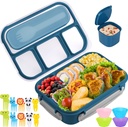 Bento Box, Lunch Box Kids, 1300ML Bento Box Adult Lunch Box with 4 Compartment&Food Picks Cake Cups, Lunch Box Containers for Adults/Kids/Toddler, Leak-Proof, Microwave/Dishwasher/Freezer Safe(Blue)