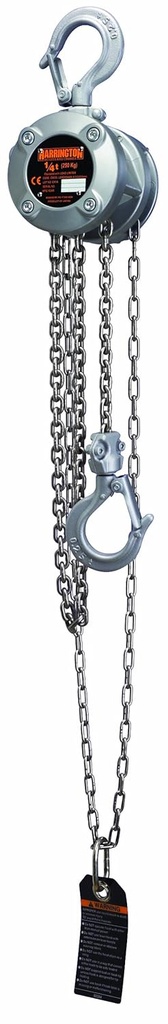 Harrington CX003 Mini Hand Chain Hoist, Hook Mount, 1/4 Ton Capacity, 10' Lift, 8.5" Headroom, 0.8" Hook Opening