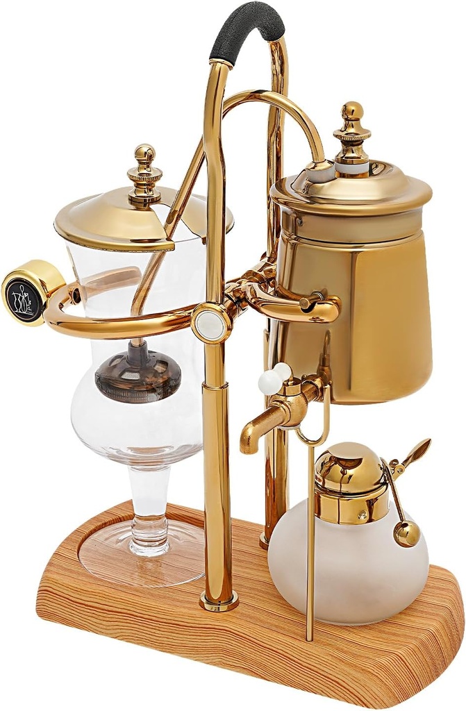 Balance Siphon Coffee Maker with Filter, Vintage Espresso Machine, Coffee Brewer Tea Maker for Commercial and Domestic Use (Gold)