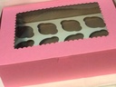 Pink Window quarter sheet Cake and Cupcake Box with Insert Fits 12 Standard Cupcakes pink Kraft Window boxes plus inserts Window Bakery Box, Set of 10 boxes 10 inserts