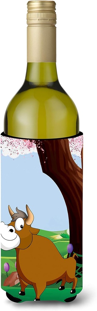 Caroline's Treasures APH7628LITERK Bull Under The Tree Wine Bottle Hugger Bottle Cooler Sleeve Hugger Machine Washable Collapsible Insulator Beverage Insulated Holder