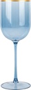 EcoQuality Translucent Plastic Blue Wine Glasses with Gold Rim - 12 oz Wine Cups with Stem, Disposable Shatterproof Wine Goblets, Reusable, Elegant Drink Cup Tumblers Weddings, Party (2 PACK)