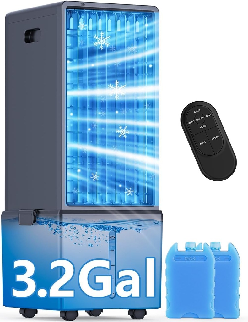 4-IN-1 Windowless Air Conditioner w/3.2-Gal Tank for 24H Cooling, 4 Speeds & 4 Modes, LED Touch Screen, Waterless Alert System & 12H Timer, Portable Air Conditioners for Bedroom - Grey