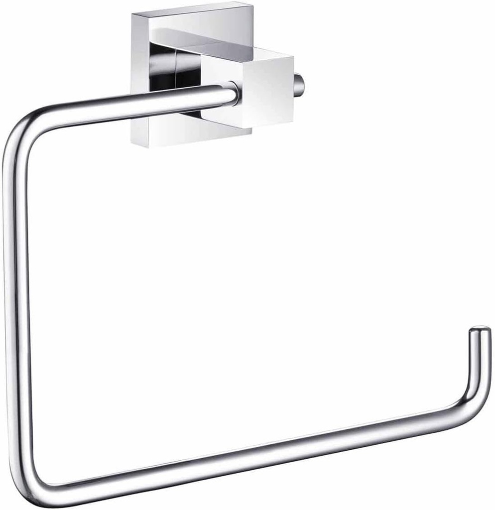 KIBI Cube Bathroom Towel Ring – Wall Mounted, Rust Resistant Solid Brass Hand Towel Holder with Modern Square Design, Durable Bath Accessory for Bathrooms & Washrooms (Chrome, KBA1506)