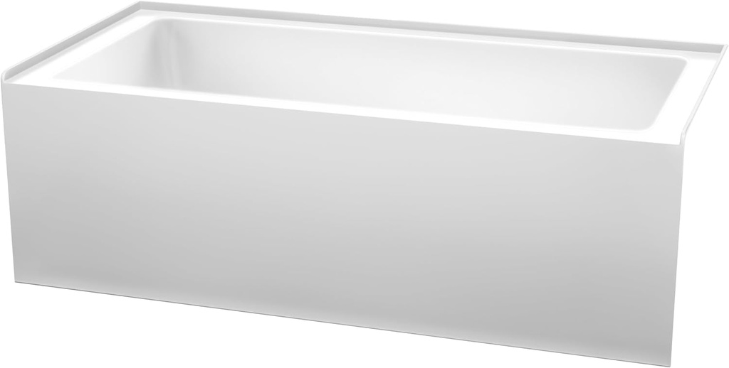 Grayley 66 x 32 Inch Alcove Bathtub in White with Right-Hand Drain and Overflow Trim in Brushed Nickel