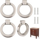 Drop Ring Drawer Pulls Antique Round Cabinet Ring Pulls Dresser Brushed Gold Cabinet Pulls for Furniture Hardware Cupboard Closet Door Handle 4Pcs (Gray)