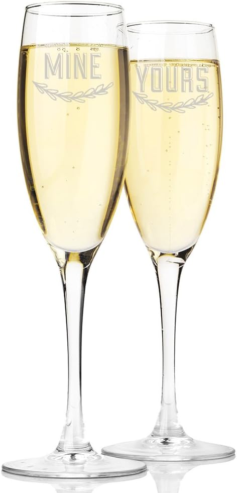 [BRSWECQTCIFQYDIY] Mine and Yours Champagne Toasting Flute Glasses, Set of 2