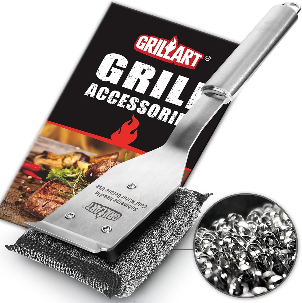 GRILLART Grill Brush Bristle Free, Safe Grill Brush for Outdoor Grill, SteamWizards BBQ Grill Cleaning Brush Kit, Replaceable Head Grill Scraper Tool, Grill Cleaner BBQ Accessories, Gifts for Men/Dad