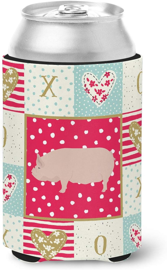 Caroline's Treasures CK5364CC Welsh Pig Love Can or Bottle Hugger, Red Cooler Washable Drink Sleeve Collapsible Beverage Insulated Holder, Can Hugger, Multicolor