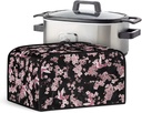 Cherry Blossom Crock for Pot Dust Cover Oval Hummingbird Pink Slow Cooker Cover 6/7/8 Quart Kitchen Appliance Accessories Home Docor