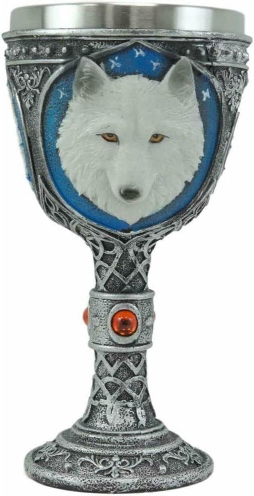 Celtic Direwolf White Snow Wolf 8oz Wine Goblet Chalice