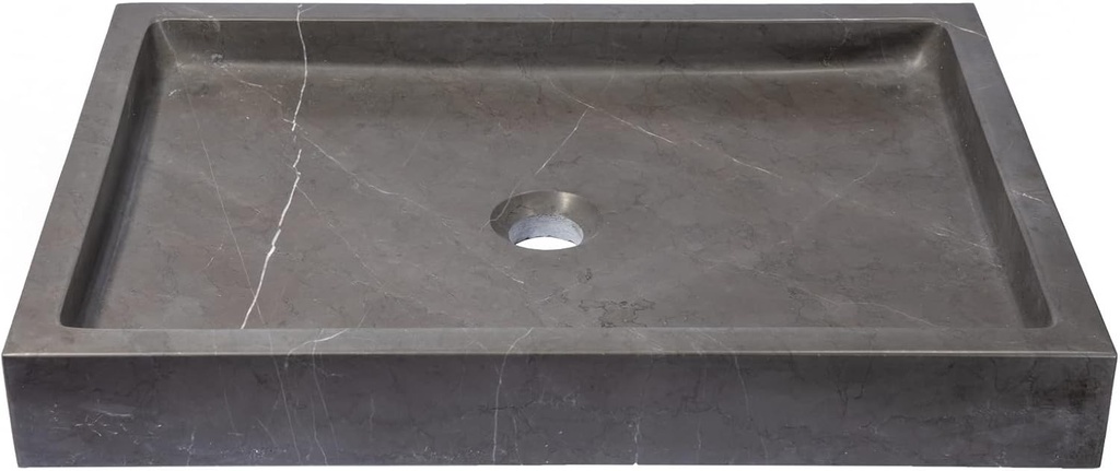 Eden Bath Rectangular Shallow Vessel Sink, Honed Pietra Gray Marble - Stylish Bathroom Sink