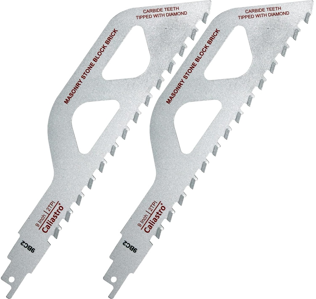 [BRSRMYIKBEMRO336] 9-Inch Brick, Masonry, Aerated Concrete, Engineered Stone Cutting Reciprocating Saw Blade - Caliastro 2-Pack