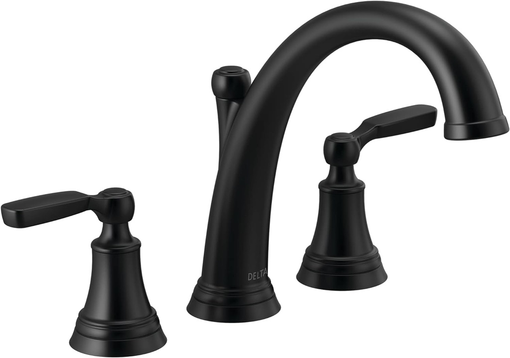 Delta Woodhurst Roman Tub Faucet, Matte Black Deck Mount Bathtub Faucet, Matte Black T2732-BL (Valve Sold Separately)