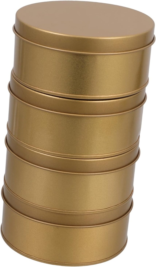 Luxshiny 4pcs Large Metal Cookie Tins with Lids Stylish Round Storage Containers for Candy Cookies and Elegant Decorative Packaging for Special Occasions