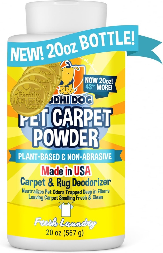 Bodhi Dog Natural Carpet Deodorizer Powder - Dry Pet Smell Eliminator & Urine Odor Remover - Loosens Fur & Dirt - Plant-Based Room Freshener for Vacuuming Home - Fresh Laundry (Pack of 1)