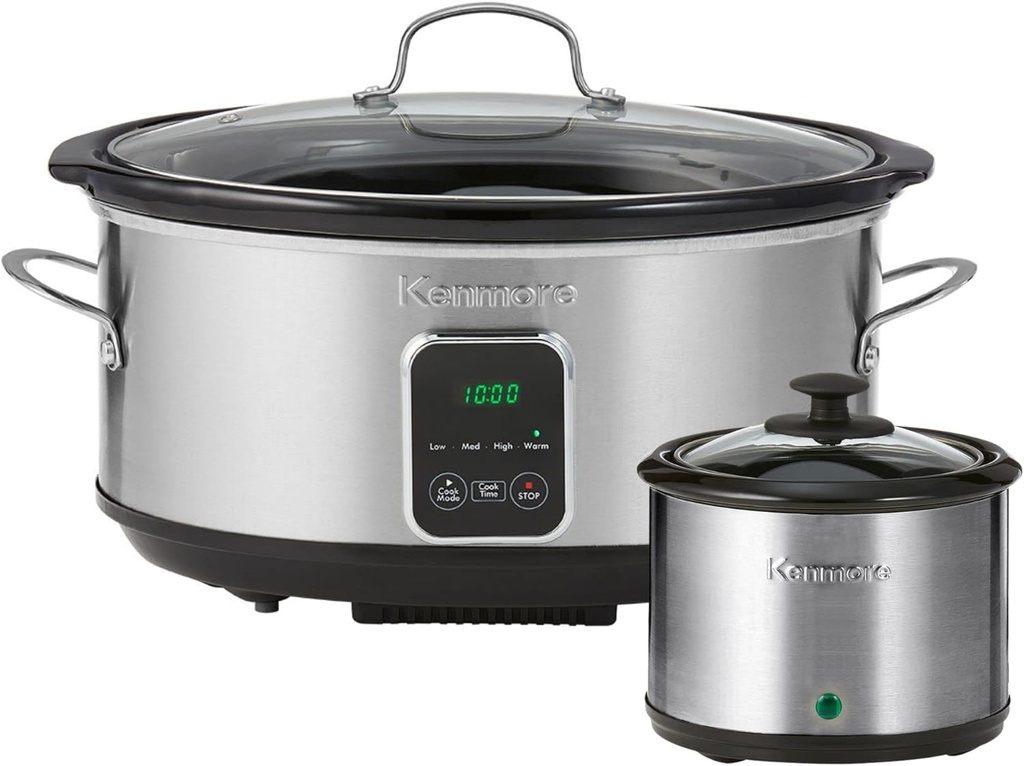 Kenmore 7 Quart Slow Cooker with Diper - Crock pot With Programmable Settings, Digital Controls, Large Capacity for Family Meals, Dishwasher-Safe Stoneware, Warm Rice & Sous Vide Stew