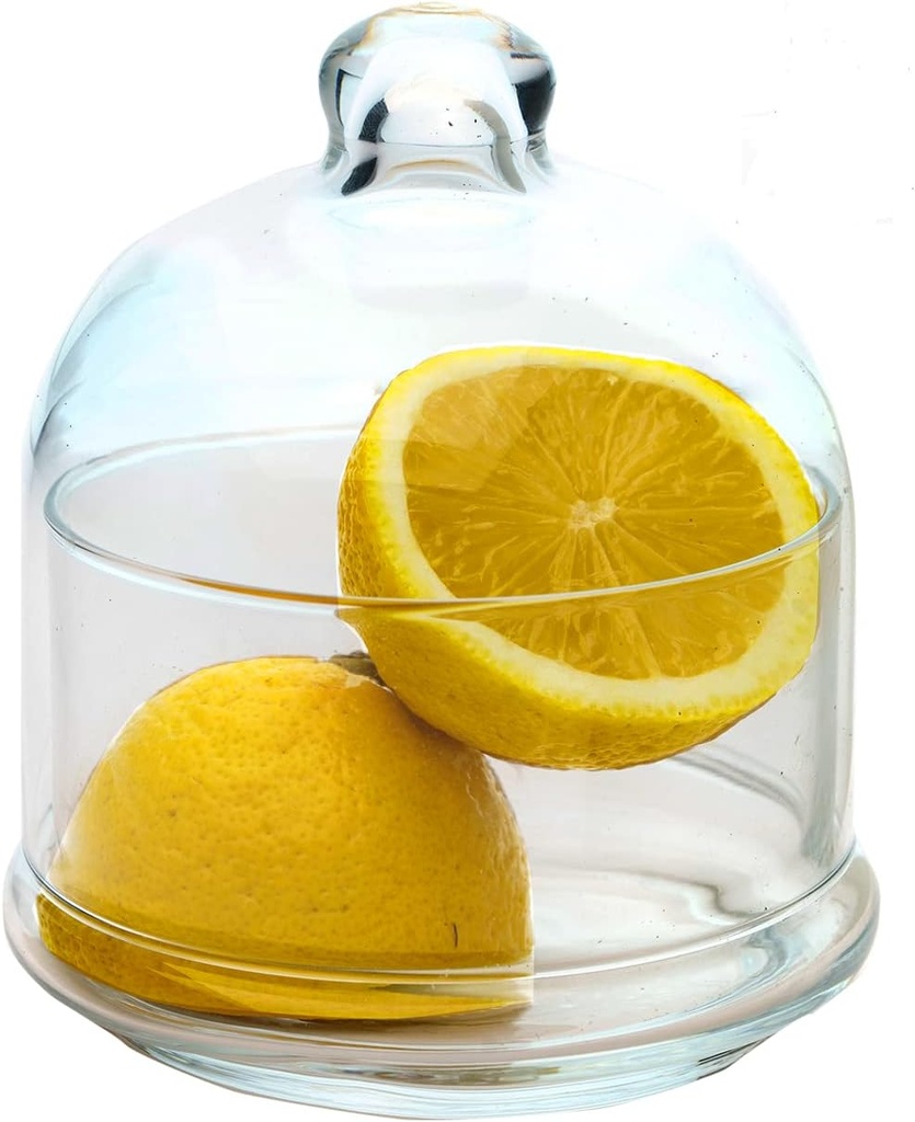 Multipurpose Glass Container Avocado, Onion, Tomato, and Lemon Keeper Saver Holder Container, Fruit, Butter Citrus Mini Containers for Fridge, Pepper and Salt Cellar with Lid (Medium)