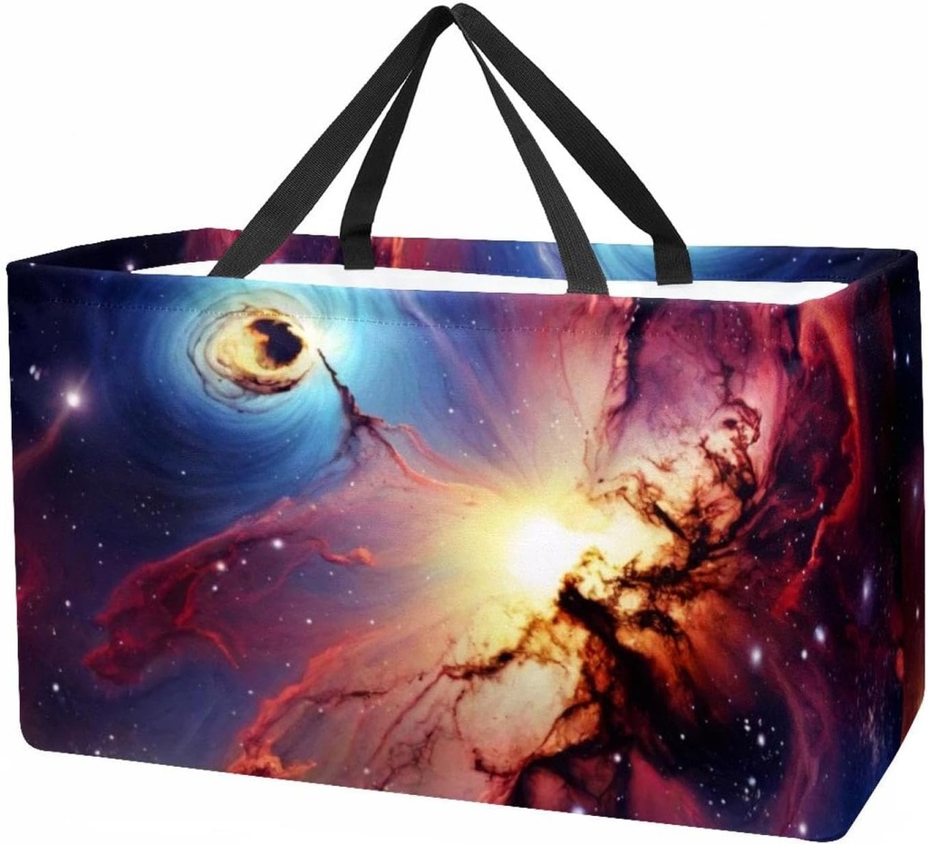Reusable Grocery Bag Heavy Duty Shopping Tote Bag Foldable with Reinforced Handle, Nebula and Galaxies in Space