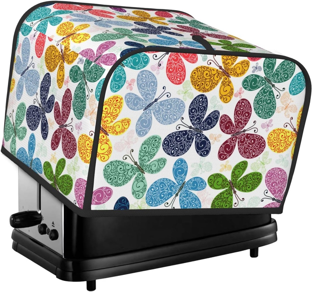 Oven Cover Kitchen Bread Machine Protector,4 Slice Toaster Cover For Home,Fingerprint Coaster Cover,Kitchen Small Appliance,Colorful Butterflies