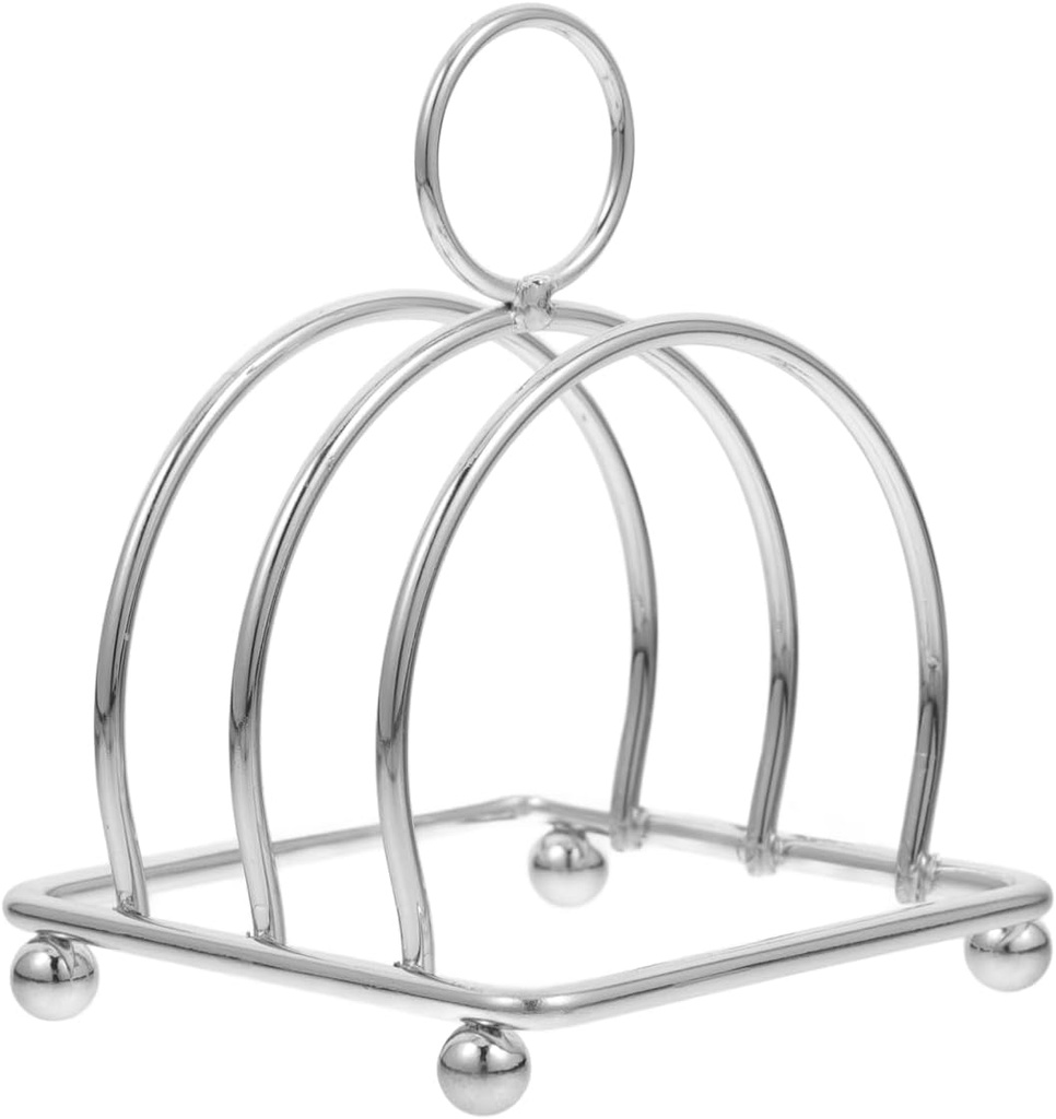 Hemoton Toast Rack, Toast Holder Rack for 2 Slices - Vintage Sturdy Stainless Steel Toast Stand with Ball Feet - 0.5" Wide Gap