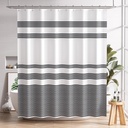 AmazerBath Shower Curtain, Washable Cloth Black Shower Curtain Sets with 12 Shower Curtain Hooks, Fabric Rustic Black and White Striped Curtain, Farmhouse Bathroom Curtains, 72x72 Inches