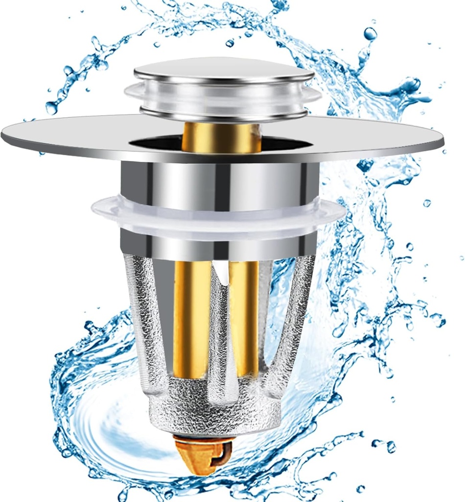 Universal Bathroom Sink Stopper, Suitable for 1.06-1.96 inch Drain Hole,Sink Drain Strainer,pop up Drain Stopper for Bathroom,Bathtub,Tub Anti Clogging Sink Drain Filter with Hair Catcher